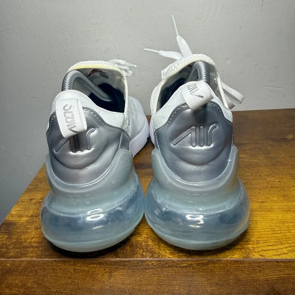 Nike Air Max 270 Running Shoes Womens Size 10 White Silver DX0114-100